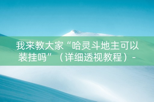 我来教大家“哈灵斗地主可以装挂吗”（详细透视教程）-哔哩哔哩