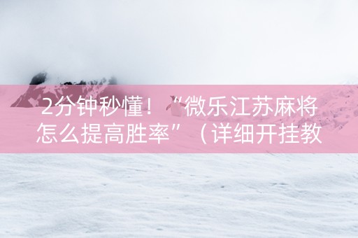 2分钟秒懂！“微乐江苏麻将怎么提高胜率”（详细开挂教程）-哔哩哔哩