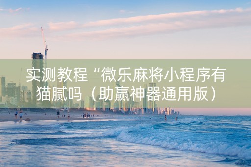 实测教程“微乐麻将小程序有猫腻吗（助赢神器通用版）