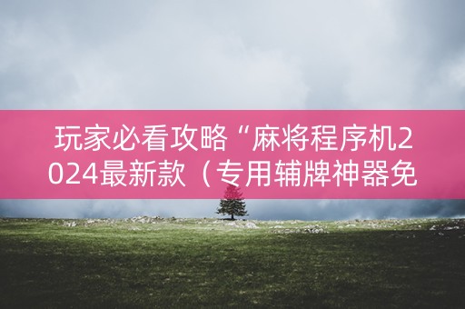 玩家必看攻略“麻将程序机2024最新款（专用辅牌神器免安装）