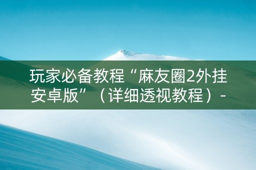 玩家必备教程“麻友圈2外挂安卓版”（详细透视教程）-哔哩哔哩