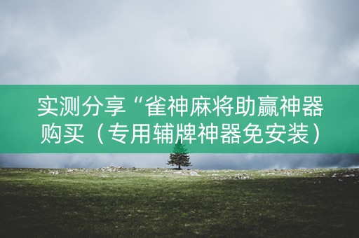 实测分享“雀神麻将助赢神器购买（专用辅牌神器免安装）