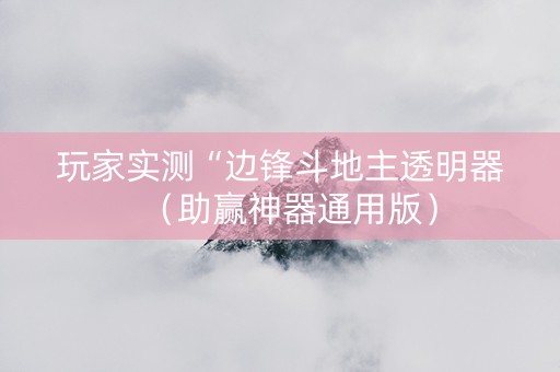 玩家实测“边锋斗地主透明器（助赢神器通用版）