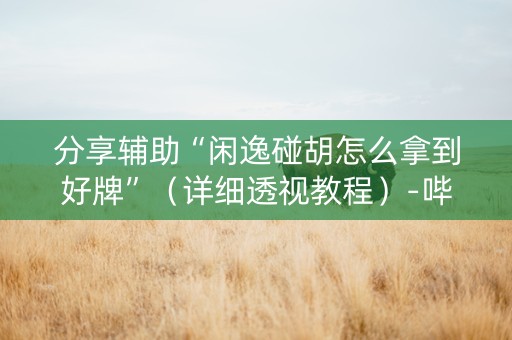 分享辅助“闲逸碰胡怎么拿到好牌”（详细透视教程）-哔哩哔哩