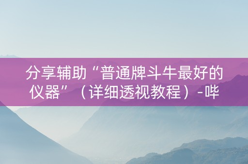 分享辅助“普通牌斗牛最好的仪器”（详细透视教程）-哔哩哔哩