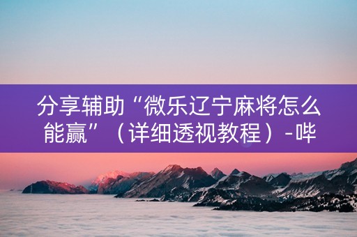 分享辅助“微乐辽宁麻将怎么能赢”（详细透视教程）-哔哩哔哩