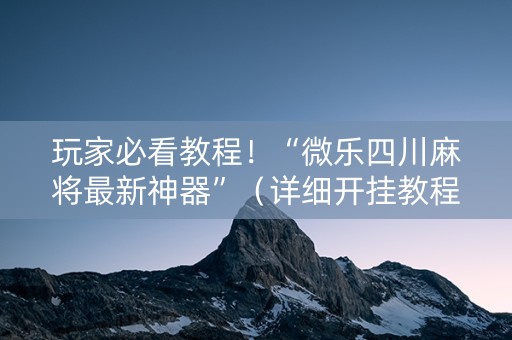 玩家必看教程！“微乐四川麻将最新神器”（详细开挂教程）-哔哩哔哩