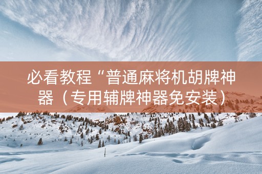 必看教程“普通麻将机胡牌神器（专用辅牌神器免安装）