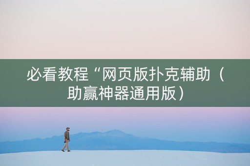 必看教程“网页版扑克辅助（助赢神器通用版）