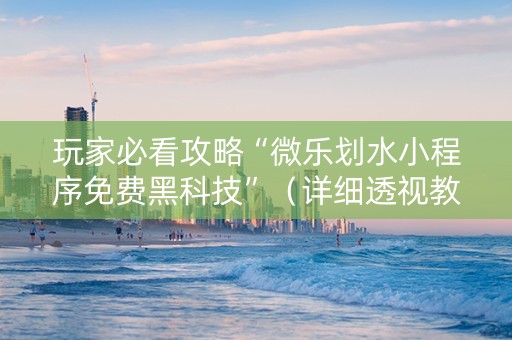 玩家必看攻略“微乐划水小程序免费黑科技”（详细透视教程）-哔哩哔哩