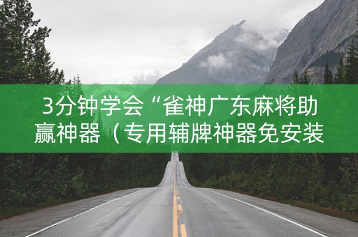 3分钟学会“雀神广东麻将助赢神器（专用辅牌神器免安装）