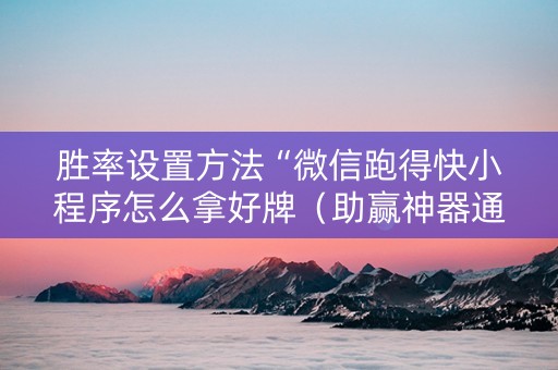 胜率设置方法“微信跑得快小程序怎么拿好牌（助赢神器通用版）