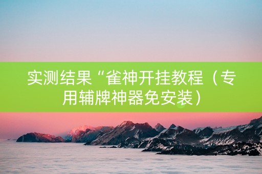 实测结果“雀神开挂教程（专用辅牌神器免安装）