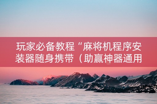 玩家必备教程“麻将机程序安装器随身携带（助赢神器通用版）