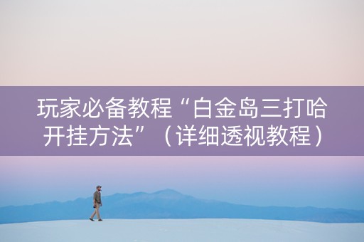 玩家必备教程“白金岛三打哈开挂方法”（详细透视教程）-哔哩哔哩