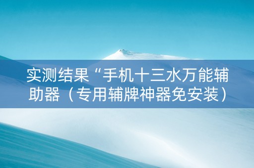实测结果“手机十三水万能辅助器（专用辅牌神器免安装）