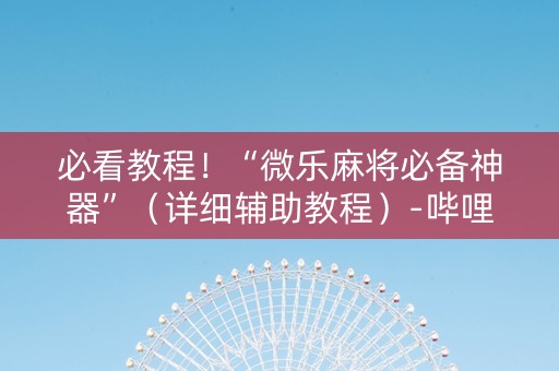 必看教程！“微乐麻将必备神器”（详细辅助教程）-哔哩哔哩