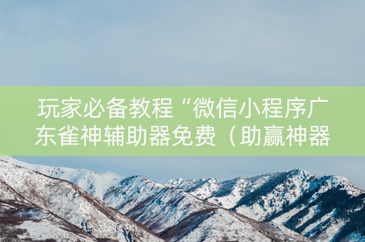 玩家必备教程“微信小程序广东雀神辅助器免费（助赢神器通用版）