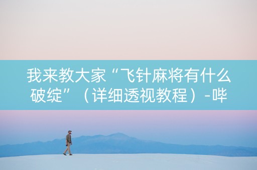 我来教大家“飞针麻将有什么破绽”（详细透视教程）-哔哩哔哩