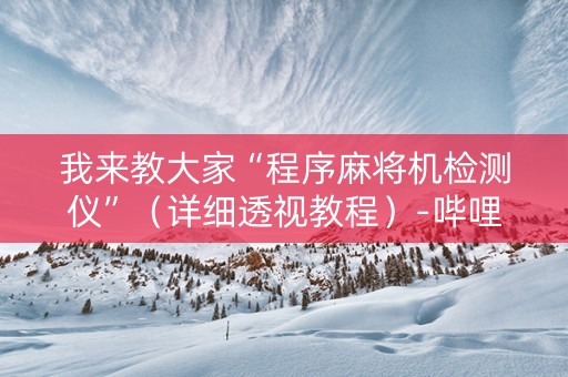 我来教大家“程序麻将机检测仪”（详细透视教程）-哔哩哔哩