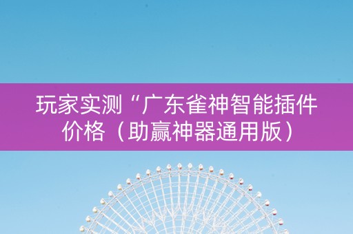 玩家实测“广东雀神智能插件价格（助赢神器通用版）