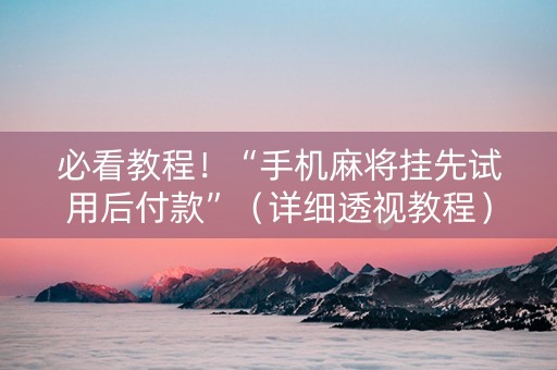 必看教程！“手机麻将挂先试用后付款”（详细透视教程）-哔哩哔哩