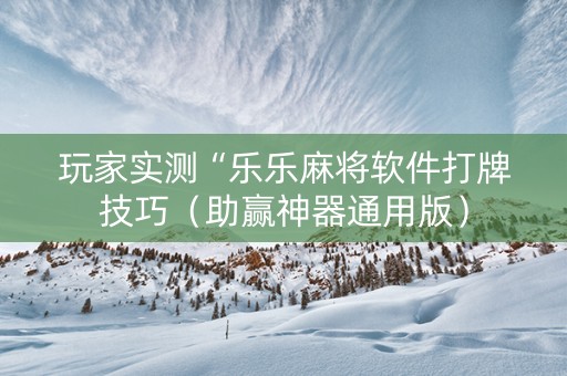 玩家实测“乐乐麻将软件打牌技巧（助赢神器通用版）