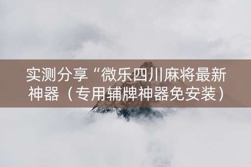 实测分享“微乐四川麻将最新神器（专用辅牌神器免安装）