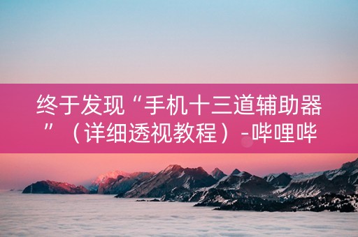 终于发现“手机十三道辅助器”（详细透视教程）-哔哩哔哩