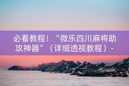 必看教程！“微乐四川麻将助攻神器”（详细透视教程）-哔哩哔哩