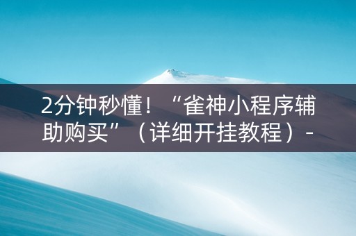 2分钟秒懂！“雀神小程序辅助购买”（详细开挂教程）-哔哩哔哩