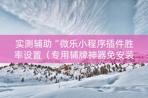 实测辅助“微乐小程序插件胜率设置（专用辅牌神器免安装）