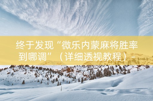 终于发现“微乐内蒙麻将胜率到哪调”（详细透视教程）-哔哩哔哩