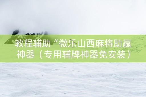 教程辅助“微乐山西麻将助赢神器（专用辅牌神器免安装）