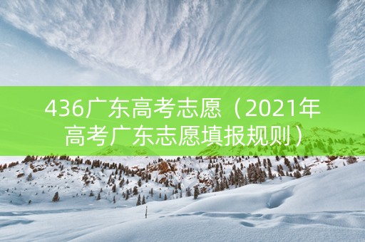 436广东高考志愿（2021年高考广东志愿填报规则）