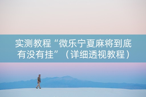实测教程“微乐宁夏麻将到底有没有挂”（详细透视教程）-哔哩哔哩