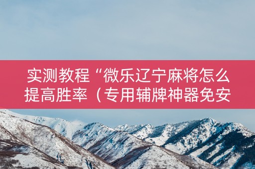 实测教程“微乐辽宁麻将怎么提高胜率（专用辅牌神器免安装）