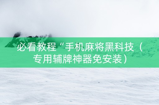 必看教程“手机麻将黑科技（专用辅牌神器免安装）