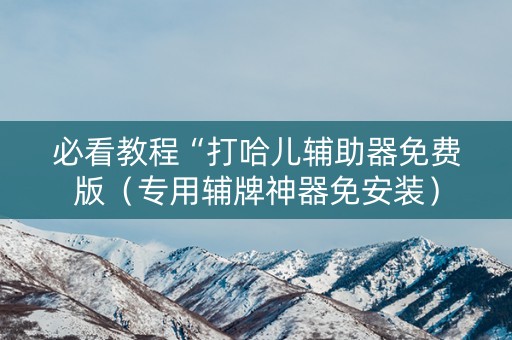 必看教程“打哈儿辅助器免费版（专用辅牌神器免安装）