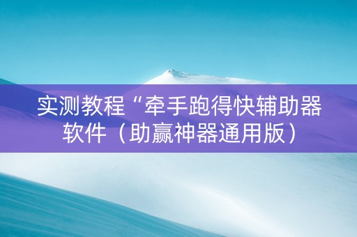 实测教程“牵手跑得快辅助器软件（助赢神器通用版）