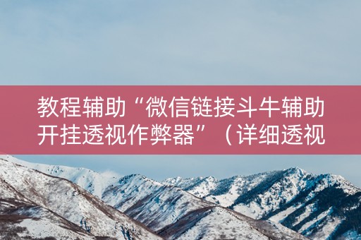 教程辅助“微信链接斗牛辅助开挂透视作弊器”（详细透视教程）-哔哩哔哩
