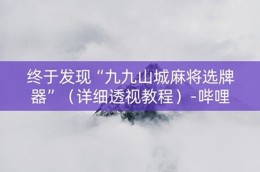 终于发现“九九山城麻将选牌器”（详细透视教程）-哔哩哔哩
