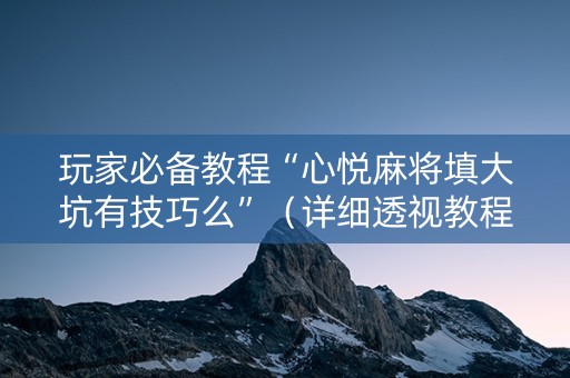 玩家必备教程“心悦麻将填大坑有技巧么”（详细透视教程）-哔哩哔哩
