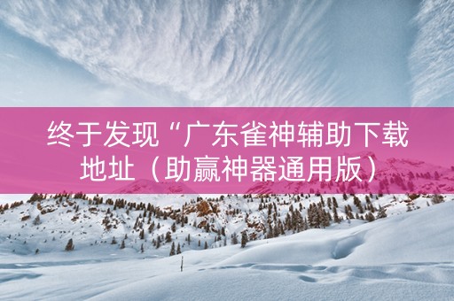 终于发现“广东雀神辅助下载地址（助赢神器通用版）