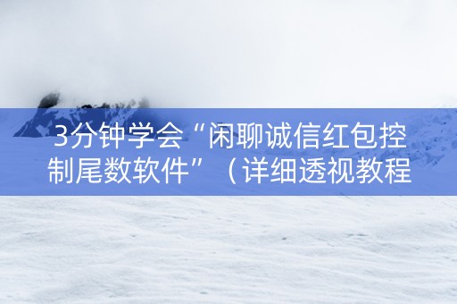 3分钟学会“闲聊诚信红包控制尾数软件”（详细透视教程）-哔哩哔哩