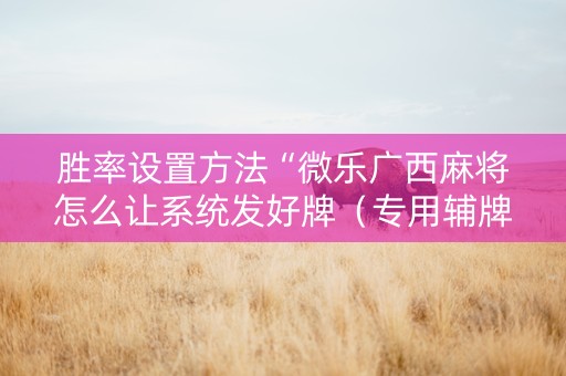 胜率设置方法“微乐广西麻将怎么让系统发好牌（专用辅牌神器免安装）