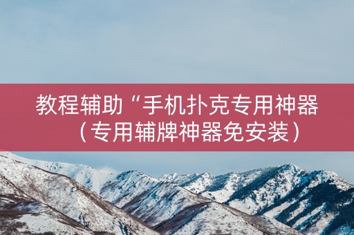 教程辅助“手机扑克专用神器（专用辅牌神器免安装）