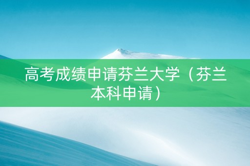 高考成绩申请芬兰大学（芬兰本科申请）