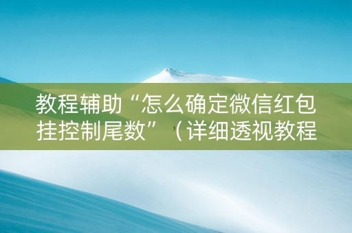 教程辅助“怎么确定微信红包挂控制尾数”（详细透视教程）-哔哩哔哩