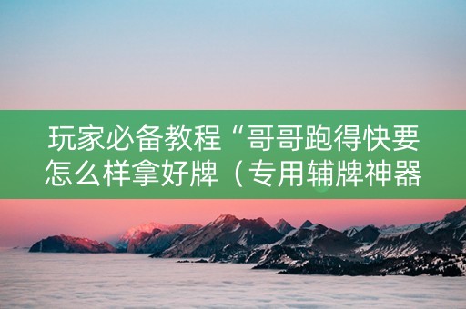 玩家必备教程“哥哥跑得快要怎么样拿好牌（专用辅牌神器免安装）